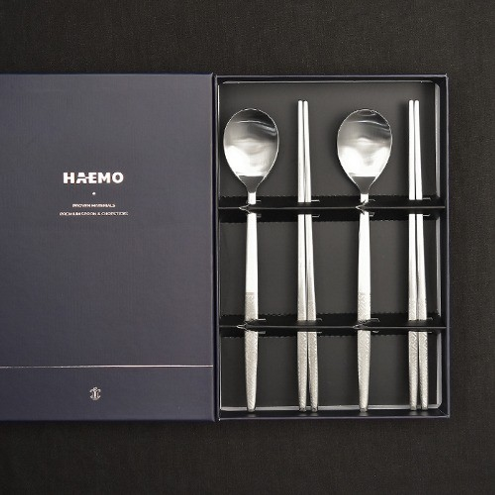 [HAEMO] Royal Pine, Spoon, Chopsticks 2 Set _ Reusable Stainless Steel, Korean Chopstick, Spoon _ Made in KOREA