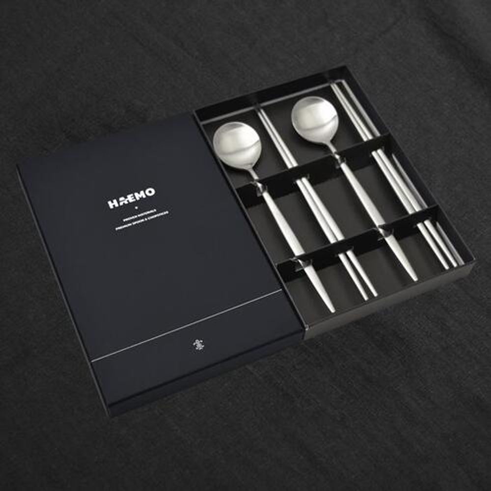 [HAEMO] Royal Matte Spoon, Chopsticks, 2 Set _ Reusable Stainless Steel, Korean Chopstick, Spoon _ Made in KOREA