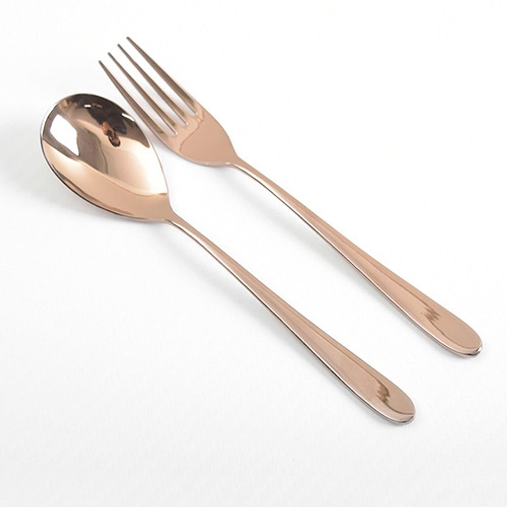 [HAEMO] Simple edge R Pink Gold, Table Spoon & Fork _ Reusable Stainless Steel, Tableware _ Made in KOREA