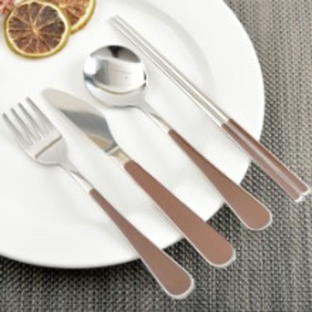 [HAEMO] Bonitto (Chocolate) Spoon & Chopsticks _ Reusable Stainless Steel Korean Chopsticks Spoon Tableware Home, Kitchen or Restaurant