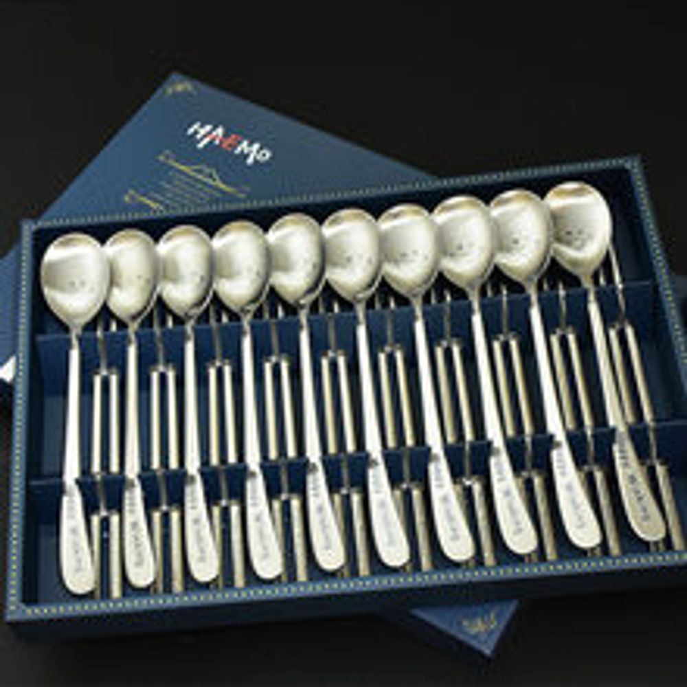 [HAEMO] Happy Winking Adult Spoon& Chopsticks 10Set _ Reusable Stainless Steel Korean Chopsticks Spoon Tableware Home, Kitchen or Restaurant