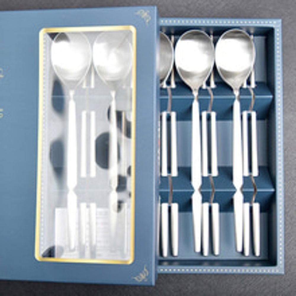 [HAEMO] Royal Matte Spoon Chopsticks 5Set _ Reusable Stainless Steel Korean Chopstix Spoon Tableware Home, Kitchen or Restaurant
