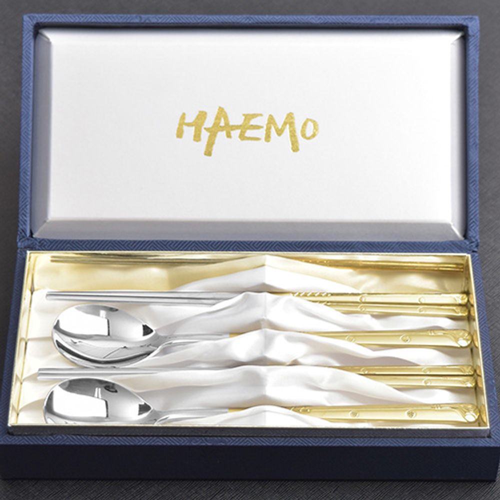 [HAEMO] Golf Titanium Cutlery 2 Set(Silk box)-Spoon Chopsticks Korean Stainless Steel Cutlery-Made in Korea