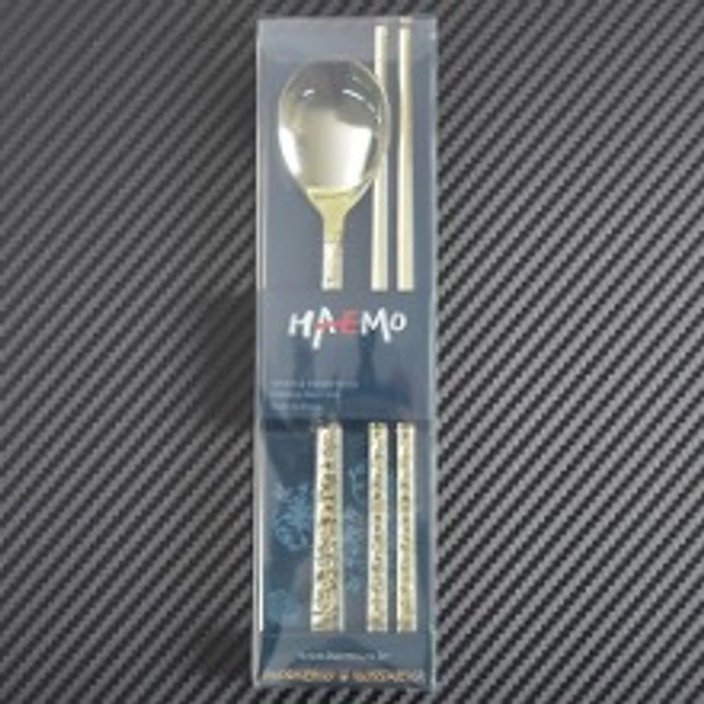 [HAEMO]Hammer titanium Spoon Chopsticks 1Set (Pet)_ Reusable Stainless Steel Korean Chopstix Spoon Tableware Home, Kitchen or Restaurant