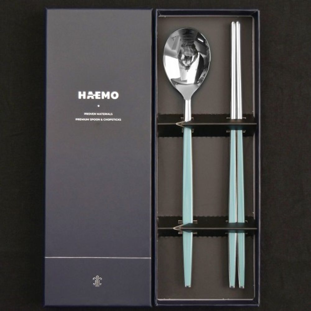 [HAEMO] Venezia Spoon Chopsticks, Mint 1 Set (BK) _ Reusable Stainless Steel, Korean Chopstick Spoon _ Made in KOREA