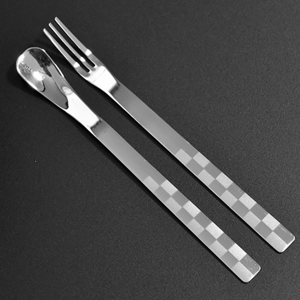 [HAEMO] Jen teaspoon & tea-fork, Check  _ Reusable Stainless Steel, Tableware _ Made in KOREA