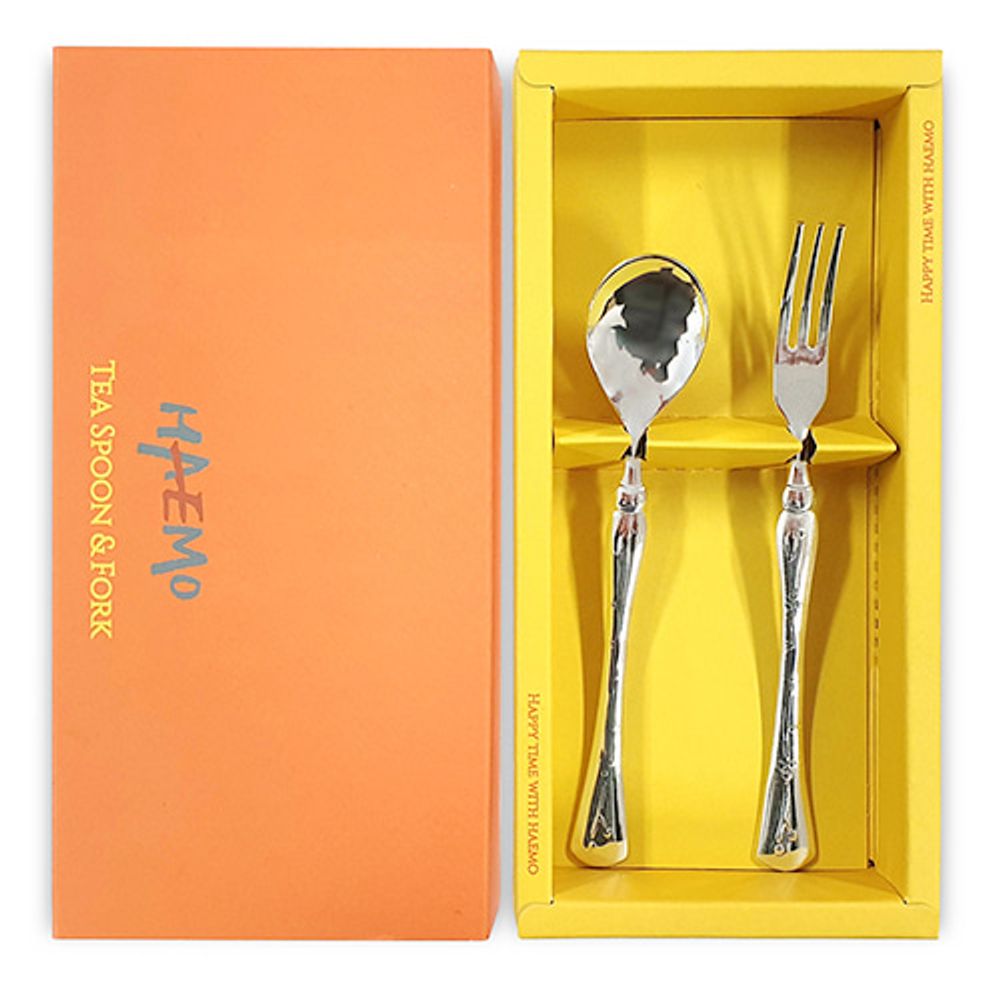 [HAEMO] Tweak teaspoon & teafork 2P Set _ Reusable Stainless Steel Korean Chopstix Spoon Tableware Home, Kitchen or Restaurant,Made in korea,