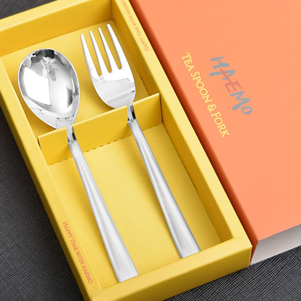 [HAEMO] Lavins teaspoon & tea fork 2P Set _ Reusable Stainless Steel Korean Chopstix Spoon Tableware Home, Kitchen or Restaurant,Made in korea,