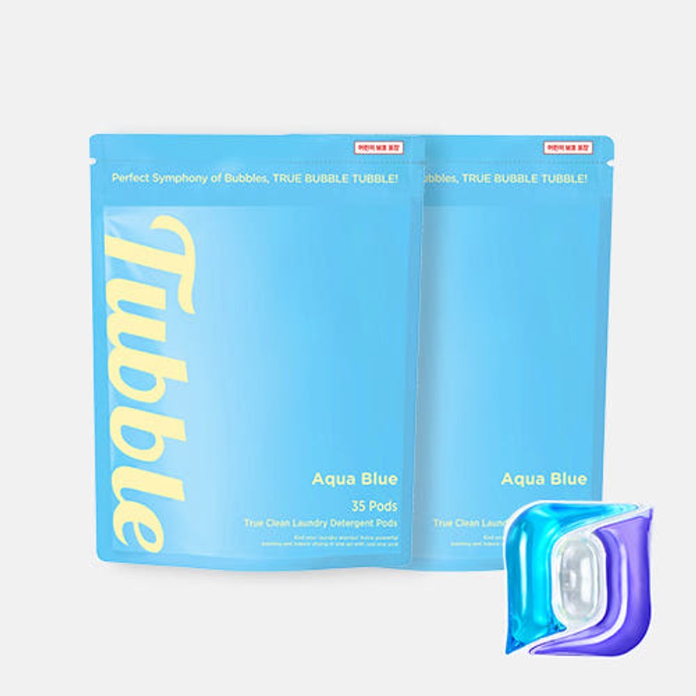 TUBBLE TrueClean All-in-One Perfume Laundry Capsules (35 Pods) Aqua Blue _ High Concentrated All - in - One Premiun Detergent _ Made in Korea 