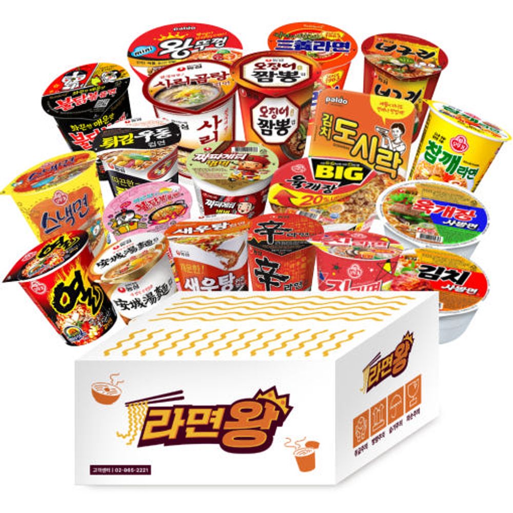 [WeFun] Snack24 Ramen King Popular Ramen 20-Pack Mini Cup Noodle Set_ A Premium K-Ramen Variety Pack Filled Only with Best-Selling Korean Cup Noodles