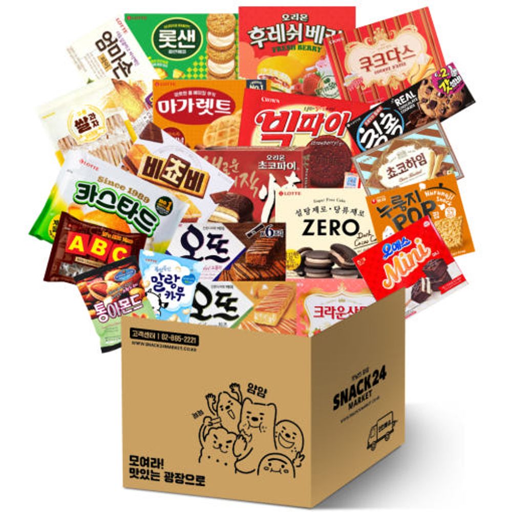 [Wefun] Snack24 Popular Snack 21-Pack Large Korean Snack Box – 2-Week Office, Pantry & Gift Set