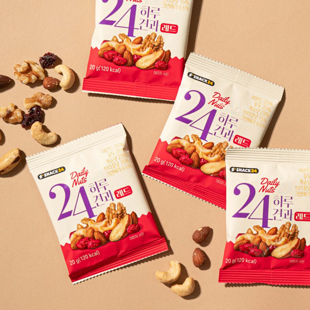[Wefun] Snack24 Daily Nut Mix 30-Pack – Almond, Walnut, Cashew, Brazil Nut & Dried Cranberry Premium Healthy Snack Box _ Made in Korea