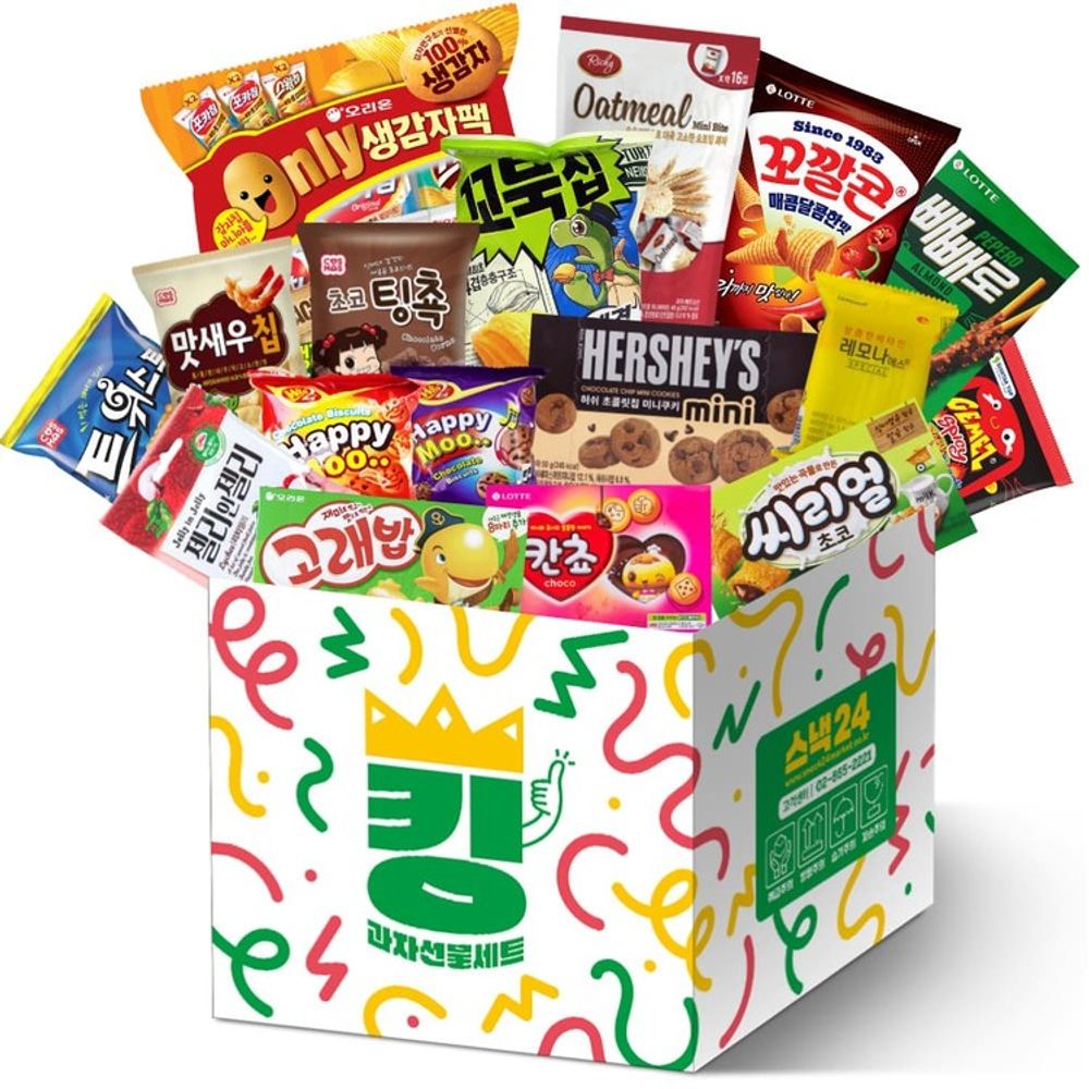 [Wefun] Snack24 Popular Snack King Value Party Gift Set 22P – Premium Korean Snack Box with 22 Best-Loved Treats _ Made in Korea