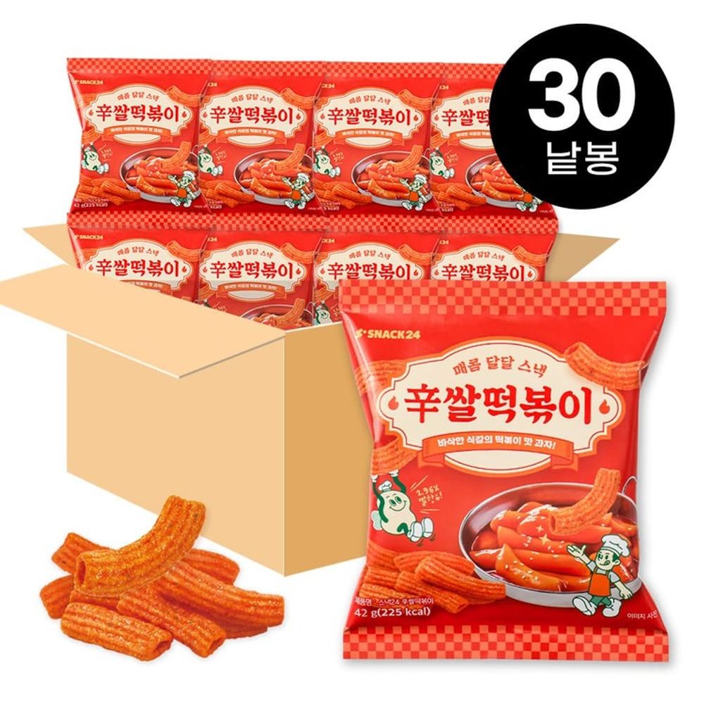 [Wefun] Snack24 Spicy Rice Tteokbokki Snack 42g × 30-Pack – Sweet & Spicy HACCP-Certified Premium Korean Snack Box
