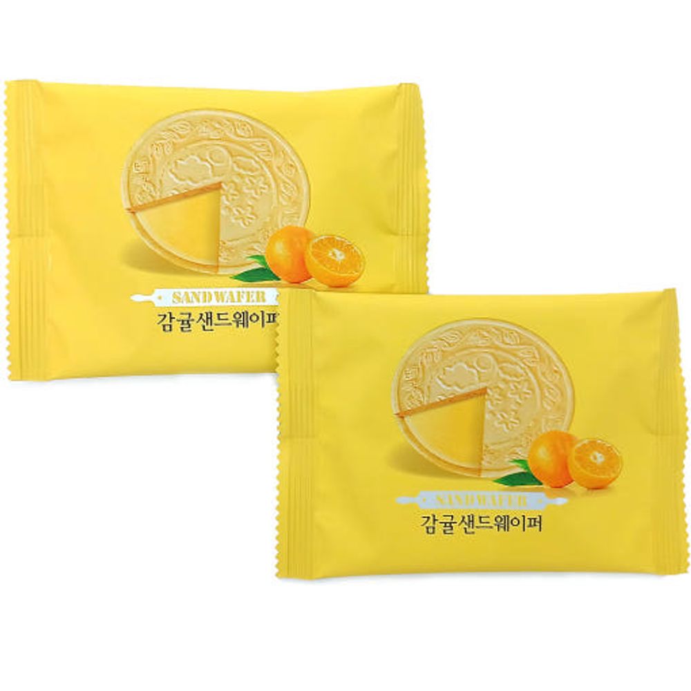 [CLOVER] Withcook Tangerine Sand Wafer 8g x 30pcs _ Refreshing Tangerine Flavor, Crispy Texture, Rich in Vitamin C, Perfect Snack for Kids _ Made in Korea