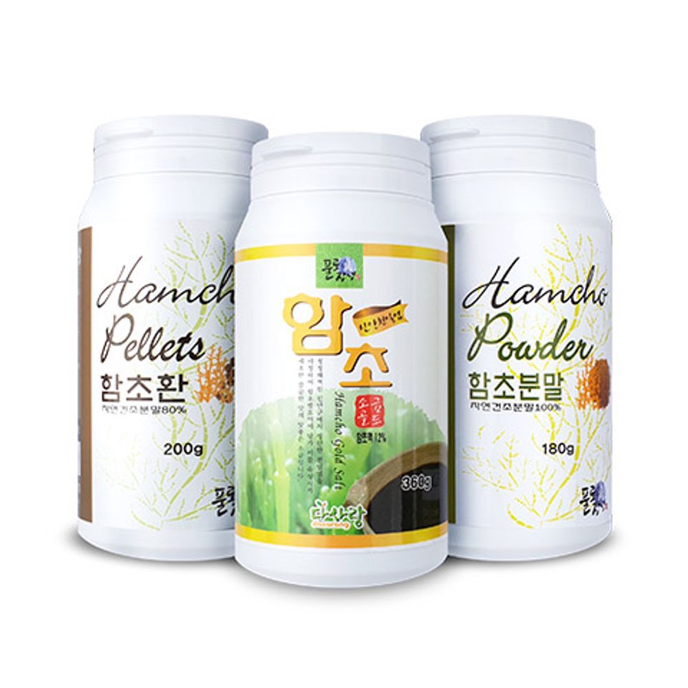 [Dasarang] Hamweed Salt Gift Set No.1_Hamweed Powder(180g 1EA), Hamweed Powder(200g 1EA), Hamweed Salt Gold(360g 1EA), Hamweed, Minerals_made in korea