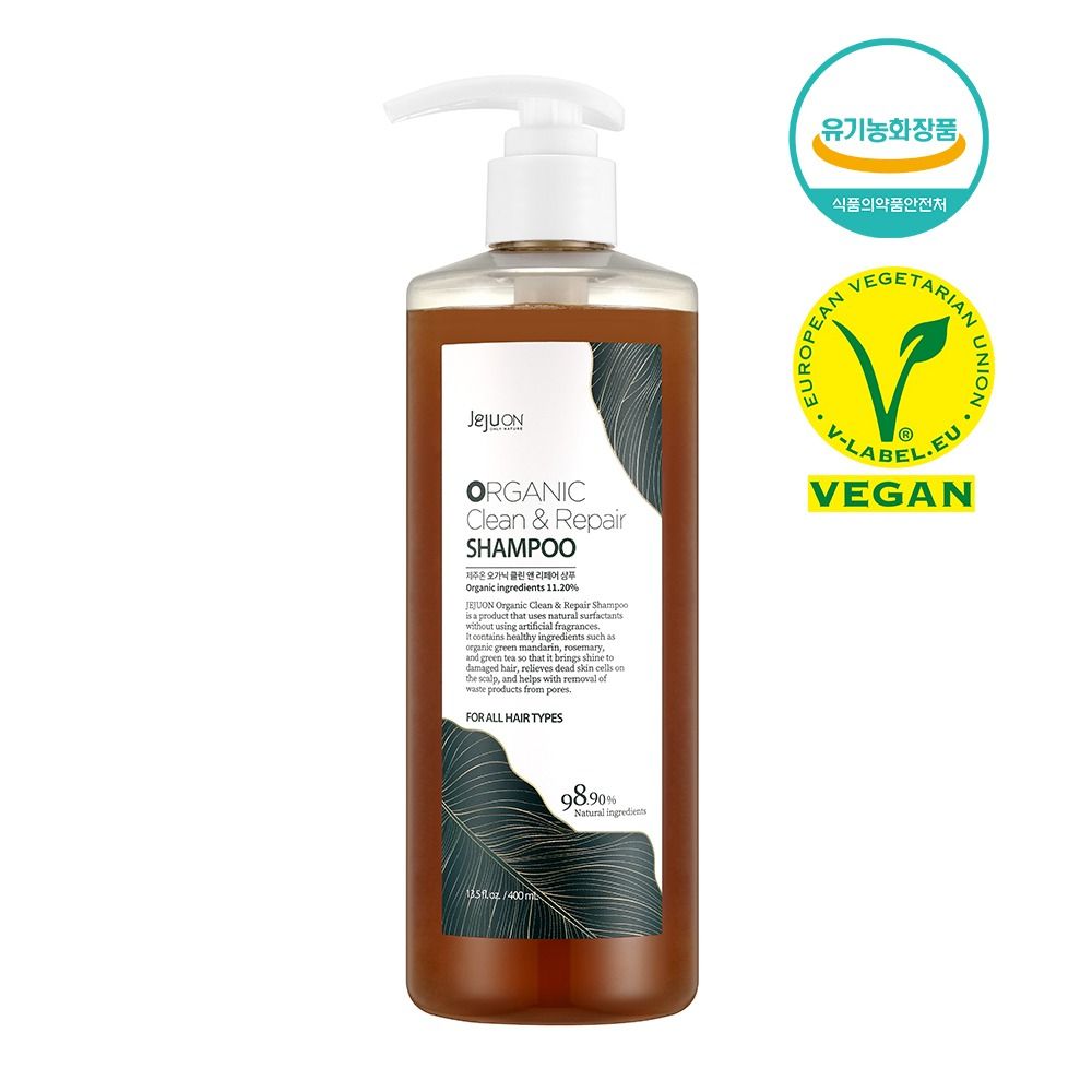 [JEJUON] Organic Vegan Clean & Repair Hair Shampoo 400ml - Hair Loss Management, Vegan Shampoo with Black Bean, Jeju Organic Natural Ingredients, Non-Irritating - Made in Korea
