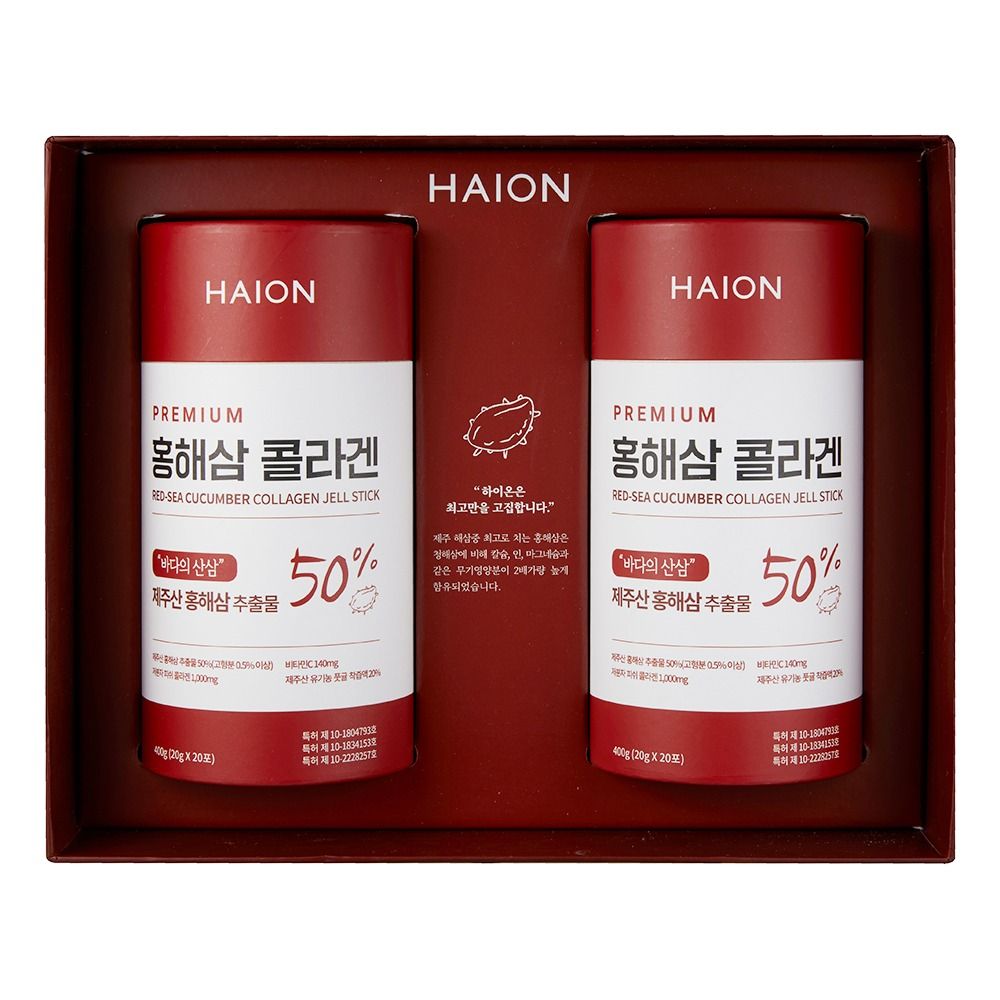[HAION] Premium Red Sea Cucumber Collagen 20g x 40 - Red Sea Cucumber Extract 50%, Small Molecular Weight Fish Collagen, Skin Elasticity, JEJU organic natural ingredients - Made in Korea