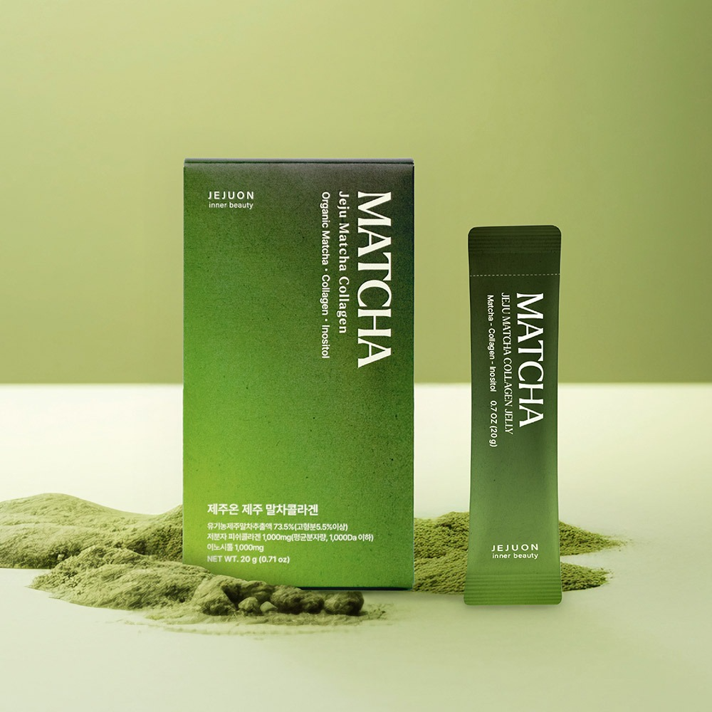 [JEJUON] Jeju Organic Matcha Low Molecular Fish Collagen Jelly Stick Anti Aging Inner Beauty Skin Care - Made in Korea