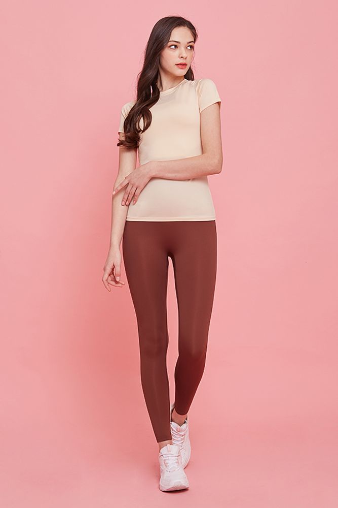 [Ultimate] CLWP9096 No-Fold Mild V Up Leggings Chocolate, Yoga Pants, Workout Pants For Women _ Made in KOREA