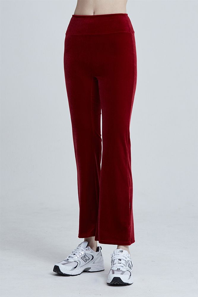 Cielcoco] Simply Velvet Boot-cut Pants Red