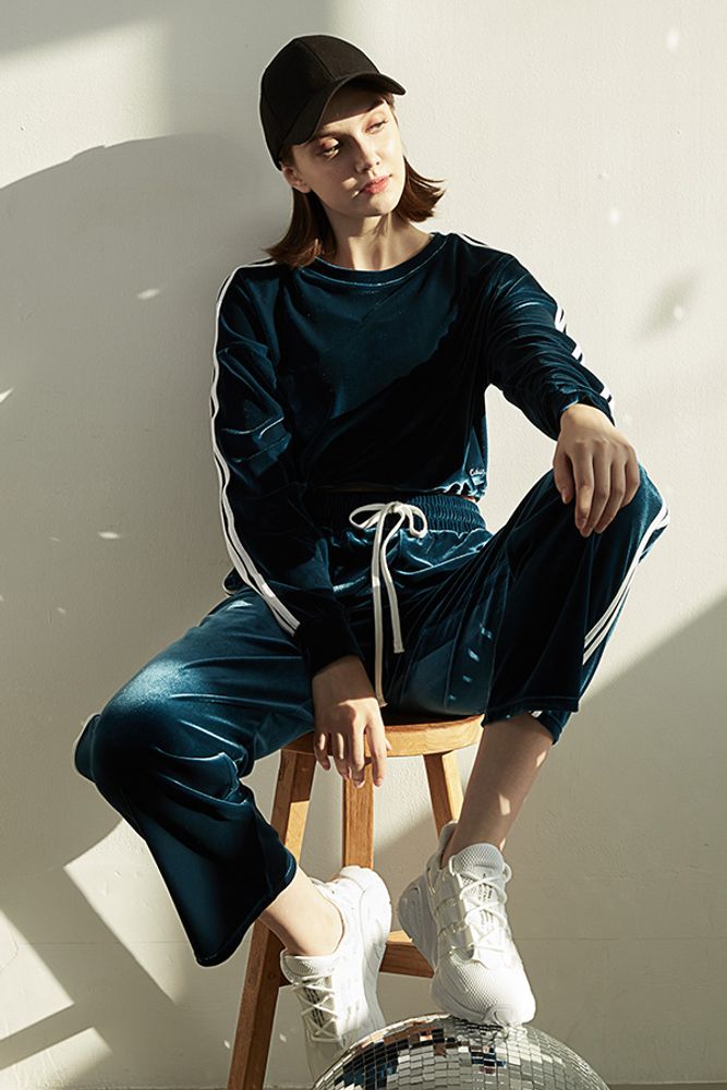 Cielcoco CLWP9117 Elegance Velvet Training Pants _BLUE_ Made in Korea