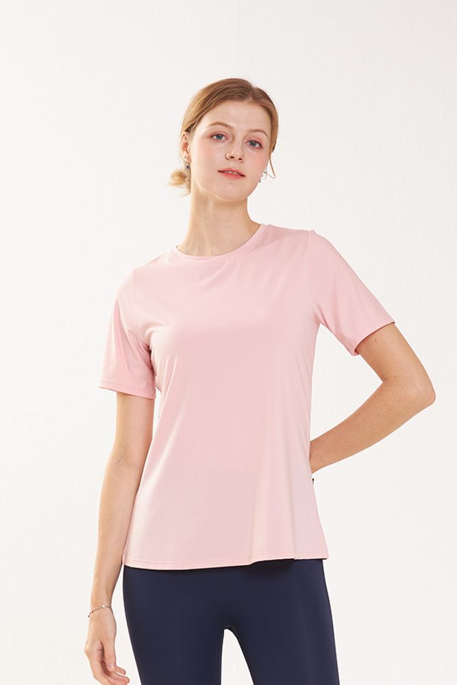 Cielcoco CLWT8094 All Day Short Sleeve Breathable Lightweight Activewear Workout T Shirt _PINK _ Made in Korea