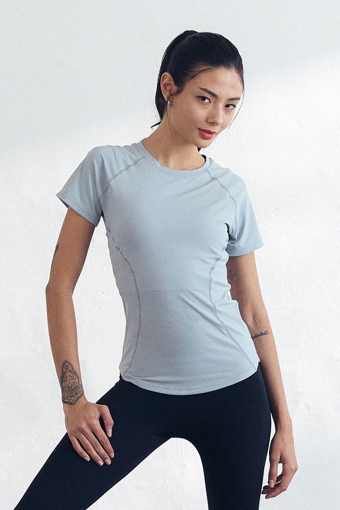 Cielcoco CLWT8100 Askin Fresh Short Sleeve Women Cooling Slim Fit Activewear Workout Top T-Shirt _ Mint _ Made In Korea