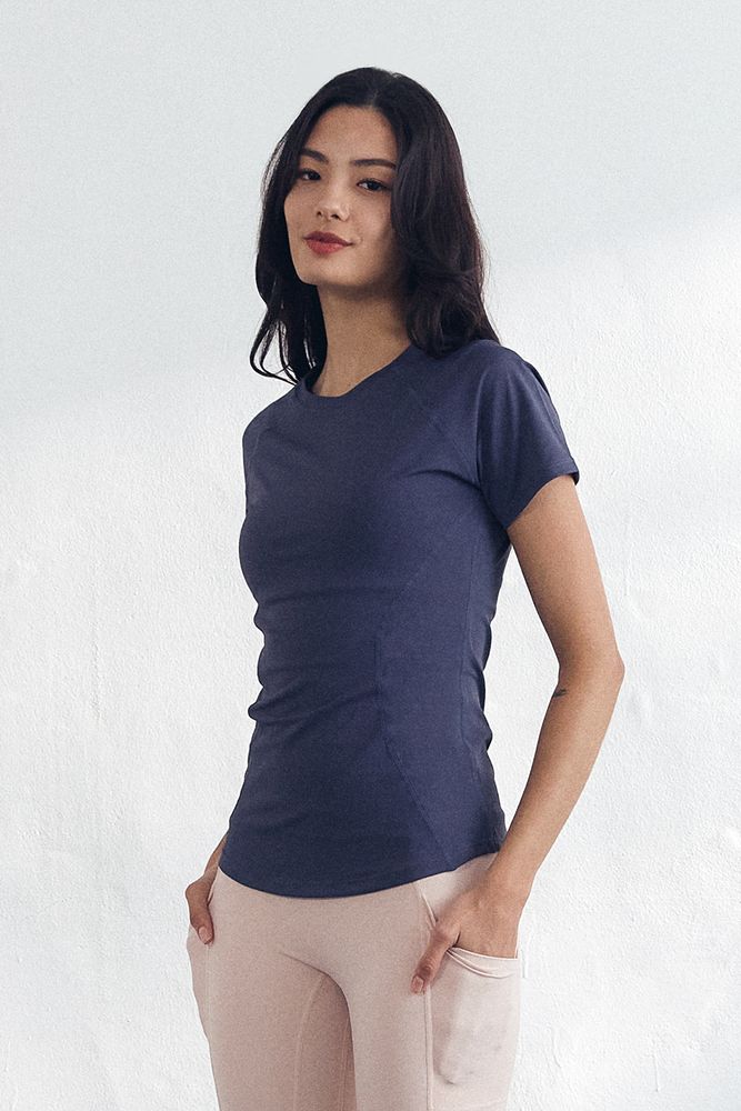 Cielcoco CLWT8100 Askin Fresh Short Sleeve Women Cooling Slim Fit Activewear Workout Top T-Shirt _ Shadow _ Made In Korea