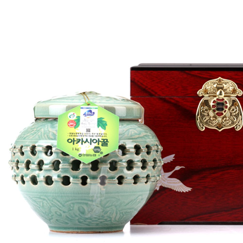 [Donggang Maru] Yeongwol Nonghyup Ceramic Jar Acacia Honey 1kg – A Luxurious Natural Honey Gift for Someone Special _Made in Korea