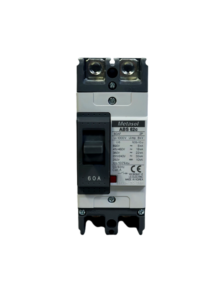 LS ELECTRIC Circuit Breaker-ABS 62C (20A), ABS 62C (30A), ABS 62C (40A), ABS 62C (50A) Made in Korea.