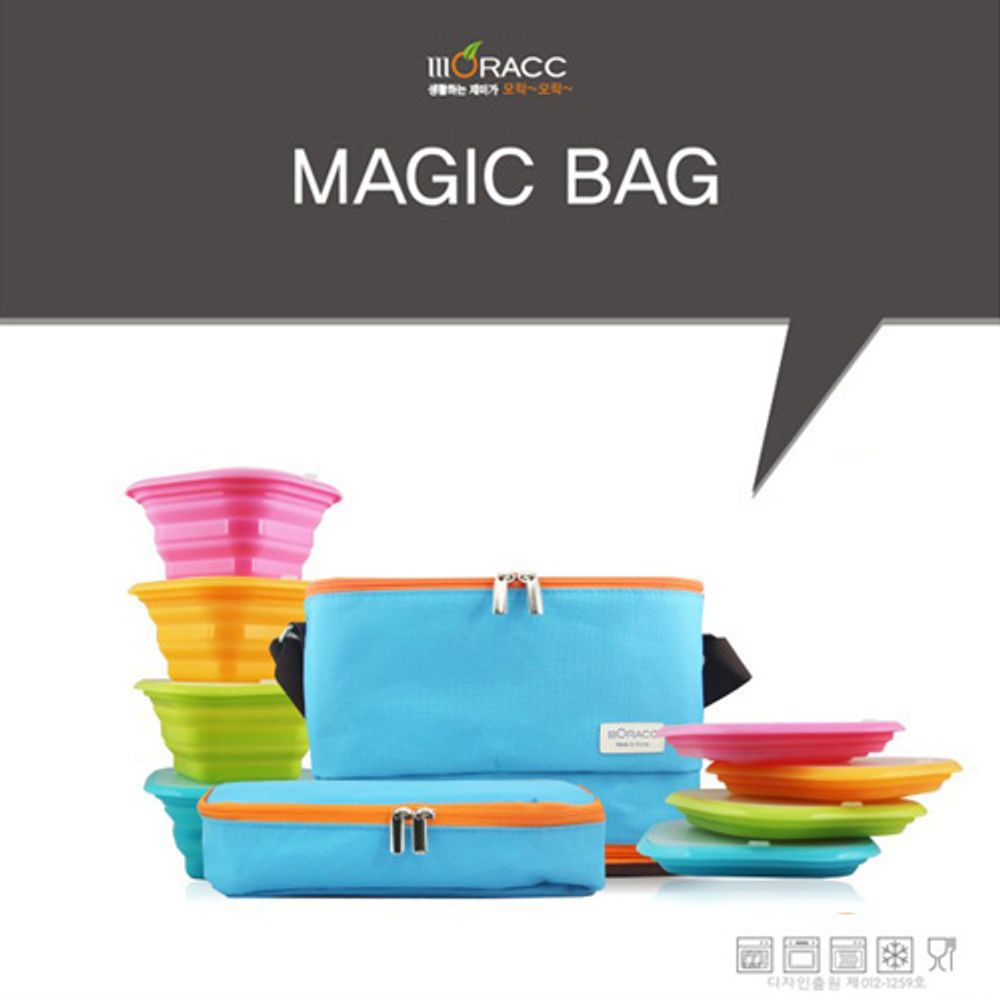 [Moracc] Magic Bag Blue _ Collapsible Cooler Bag for Lunch, Grocery Shopping, Camping, Made in Korea