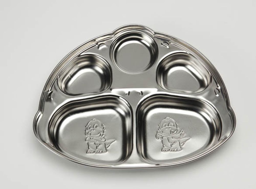 [Solingen] Dinosaur Snack Plate for Infants Stainless Steel, Stainless Steel (27) _ Made in KOREA