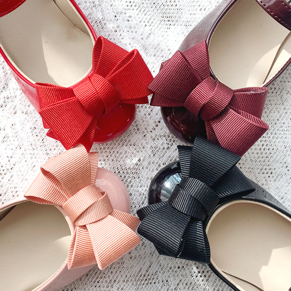 GIRLS GOOB] Girl's Ballet Flats Big Ribbon Mary Jane Walking