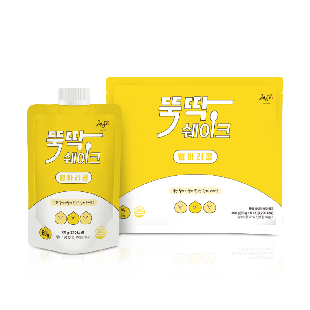 Haeindam Ttug Ttag shake Chickpea 60g x 5 pouches, High protein fiber shake with 11 vitamins and minerals - Made in Korea