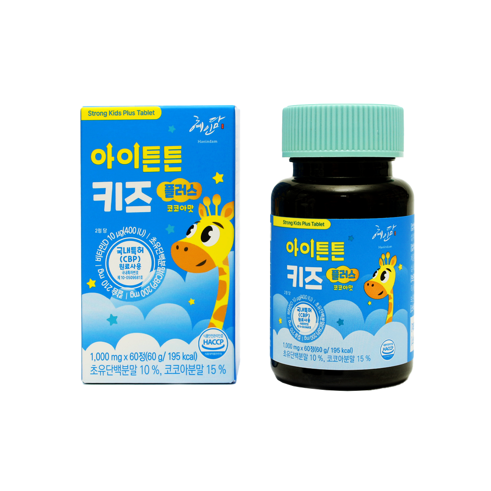 Haeindam Kids Plus 1,000ml x 60 tablets, Colostrum protein, calcium, vitamin D -  Made in Korea