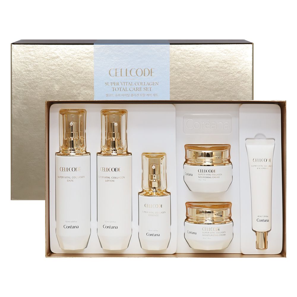Coreana Cellcode Super Vital Collagen 6-Step Skincare Set – Firming, Brightening & Total Anti-Aging Care - Made in Korea
