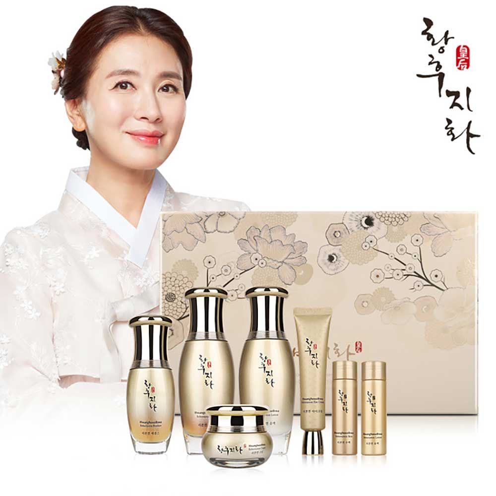 Coreana Hwanghujiwha Ribbonyeon 5-Piece Skincare Set with Gift Bag – Oriental Herbal Anti-Wrinkle Care _ Made in Korea 