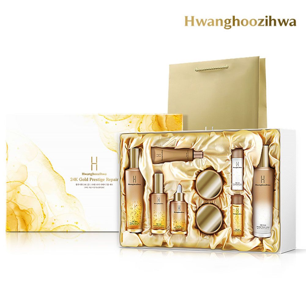  Coreana Hwanghujiwha 24K Gold Prestige Repair 7-Piece Set – Dual Functional Premium Skincare for Brightening & Anti-Wrinkle _  Made in Korea 