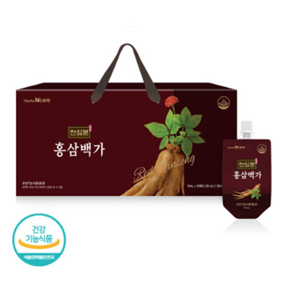 [ChunhoNcare] Cheonsimbon Hongsam Baekga 6-Year Korean Red Ginseng High Potency Ginsenoside 46mg Liquid Pouches 70ml 30 Pack _ Made in Korea