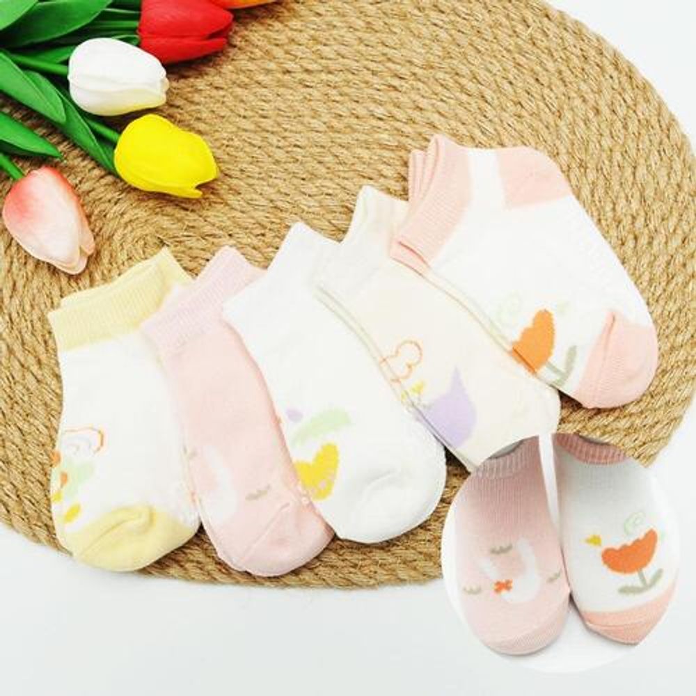 [Gienmall] Toddler Child Socks 5sets Ankle socks-Boys Girls Flower Pastel Color Baby Socks-Made in Korea