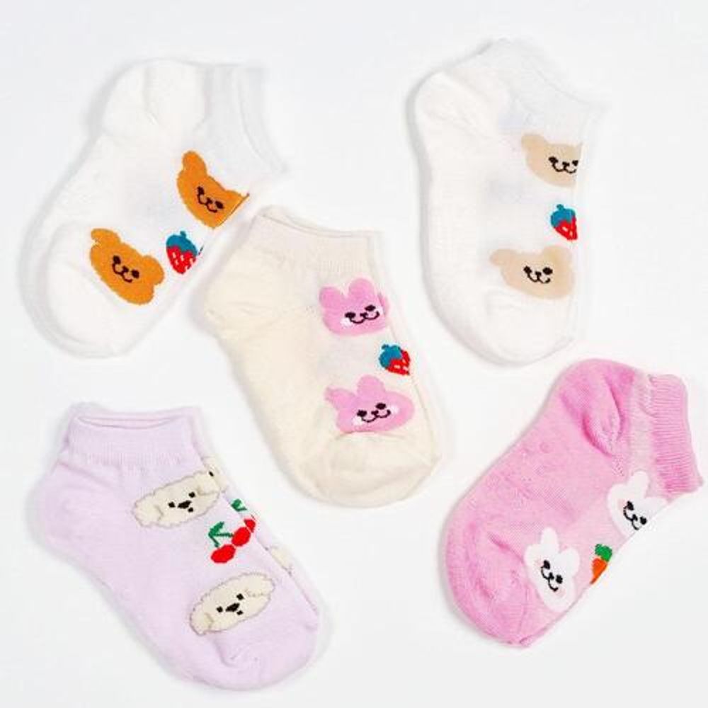 [Gienmall] Toddler Child Socks 5sets Ankle socks-Boys Girls Character Baby Socks-Made in Korea