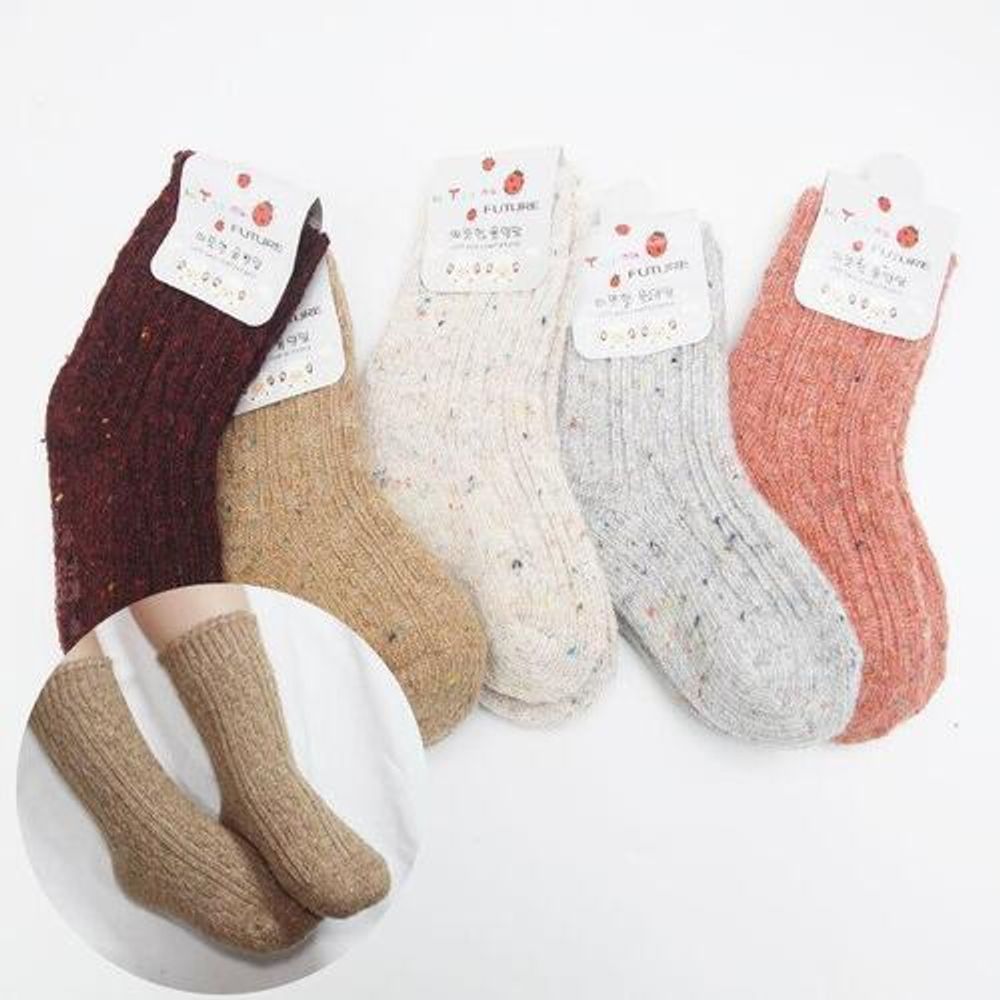 [Gienmall] Baby Toddler Kids Wool Socks 5Pairs-Winter Warm Cozy Soft Crew Boot Socks-Made in Korea