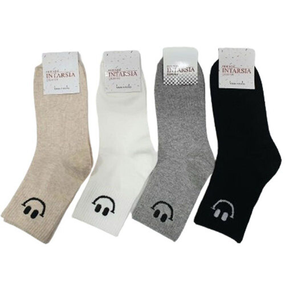 [Gienmall] Women's Socks 10Pairs-Patterned Classic Cotton Lightweight Breathable Odor Free intarsia Ankle Crew Socks-Made in Korea