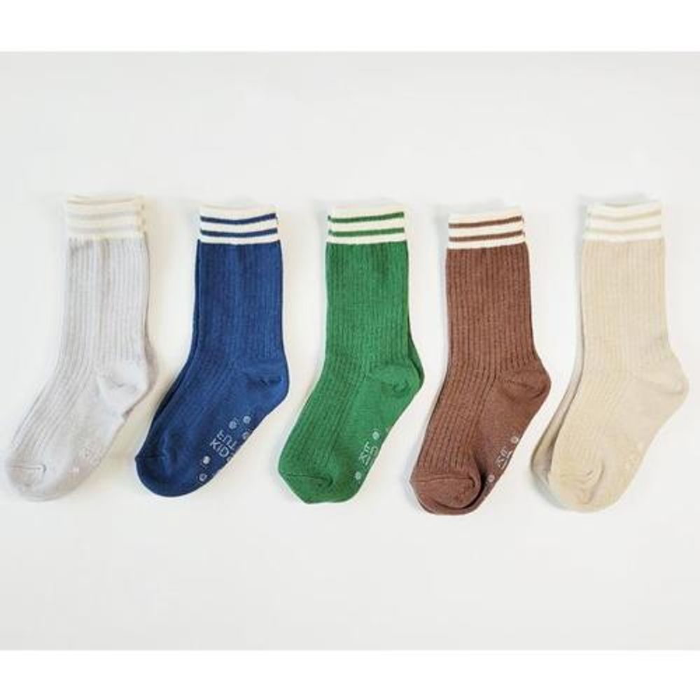 [Gienmall] Toddler Child Socks 5sets-Boys and Girls Simple Basic Baby Socks-Made in Korea
