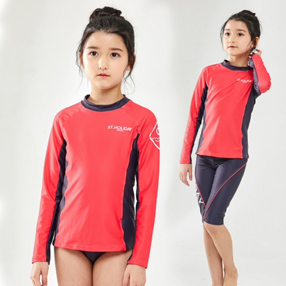 [Gienmall] Boys Girls Kids Four Piece Rash Guard top+Panty+Pants+Sun Hat Sets-Long Sleeve Swim Trunk Sunsuit Swimwear-Made in Korea