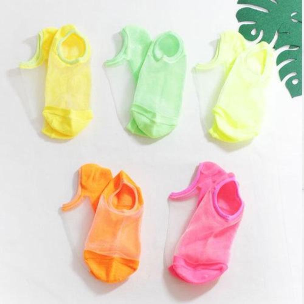 [Gienmall] Toddler Child Socks 5sets Ankle socks-multicolor fluorescence Boys and Girls Simple Basic Character Baby Socks-Made in Korea