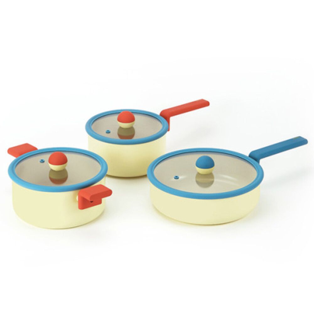 [NEOFLAM] Aluminum Cookware Danish Fry Pan set(18cm Sauce Pan, 20cm Stock Pot, 24cm Multi Pan)-Full Induction ceramic-Made in Korea