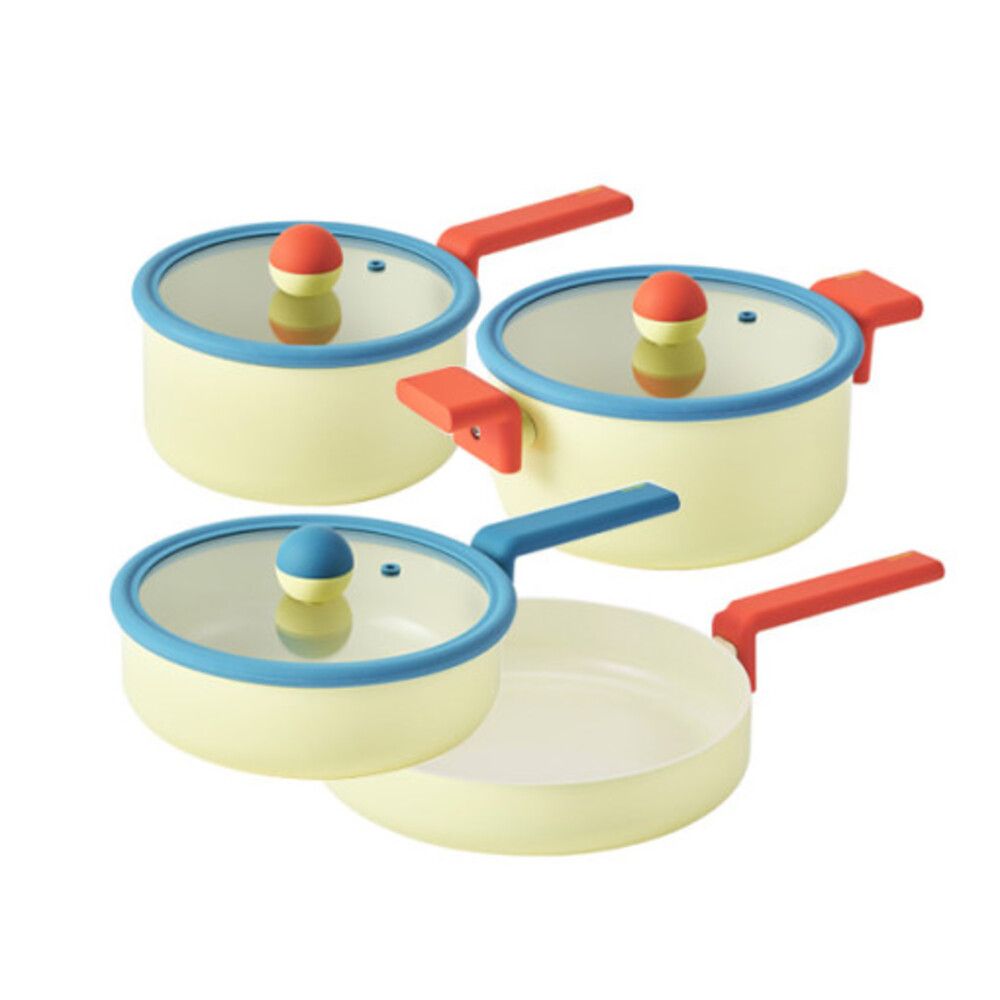 [NEOFLAM] Aluminum Cookware Danish Fry Pan set(18cm Sauce Pan, 20cm Stock Pot, 20cm Multi Pan, 24cm Fry Pan)-Full Induction ceramic-Made in Korea