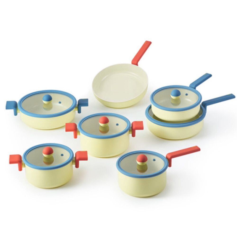 [NEOFLAM] Aluminum Cookware Danish Fry Pan Full set(18cm Sauce Pan, 18cm/20cm/24cm Stock Pot, 20cm/24cm Multi Pan, 24cm Fry Pan)-Made in Korea